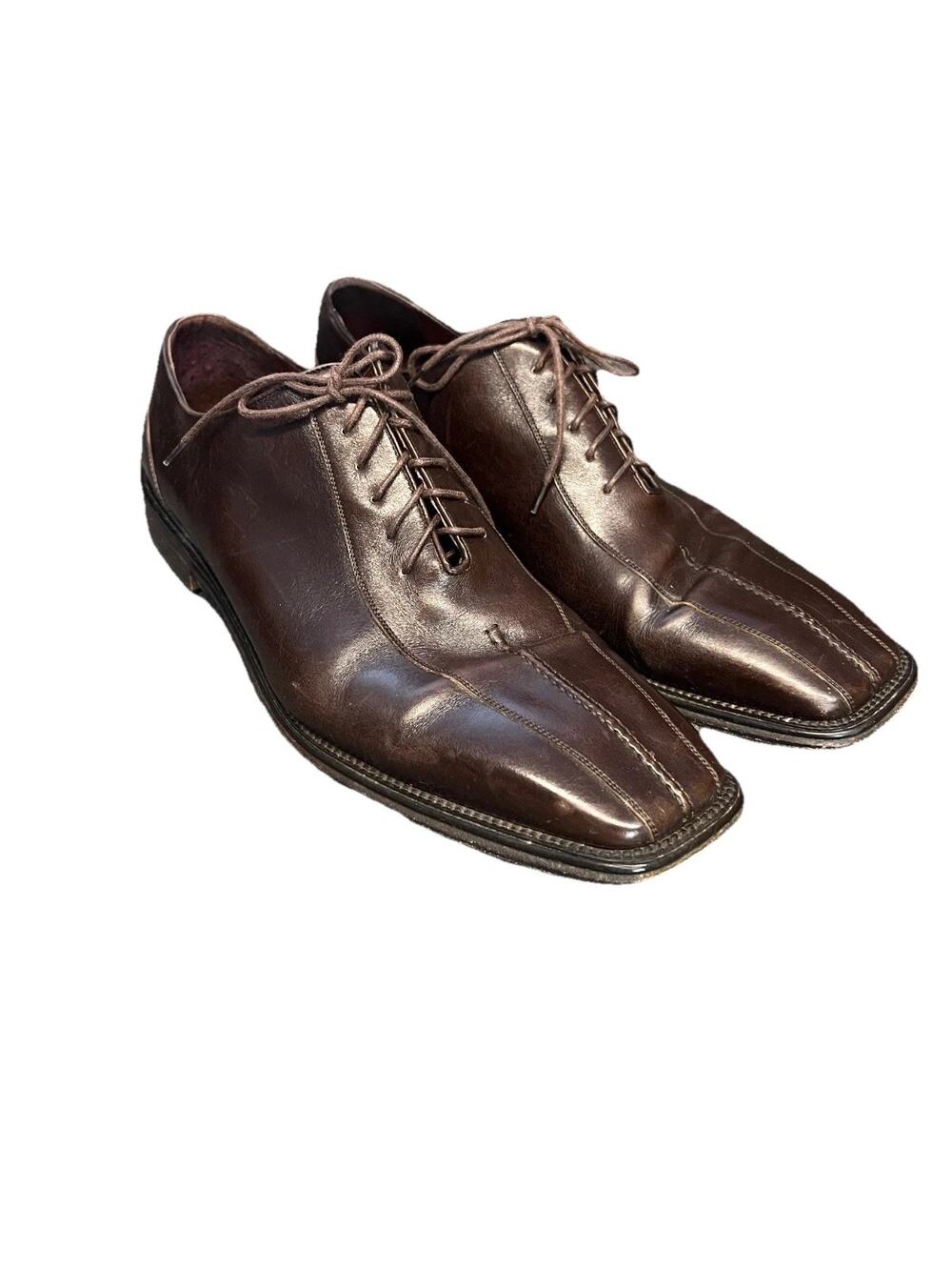 Bachrach Oxford Dress Shoes Mens Sz 12 Brown Leather Split Square Toe Corporate